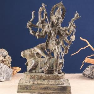 Vintage Bronze Goddess Kali Sculpture | 18" Indonesian Lost Wax Art | 5.93kg Divine Masterpiece | Traditional Casting | Jaipurio